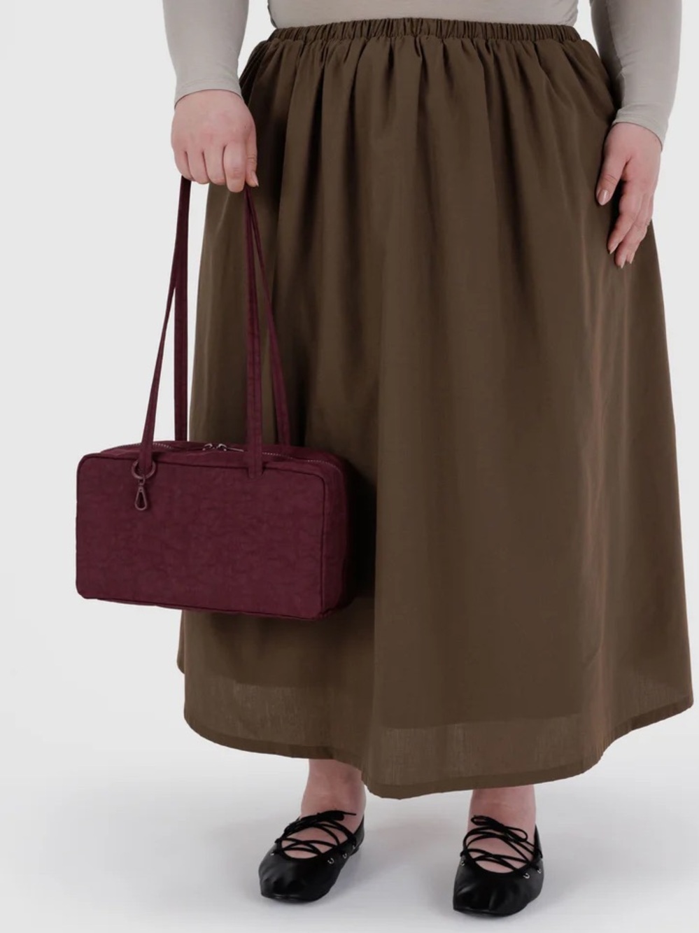BAGGU Mahogany Nylon Bowler Bag NWT
